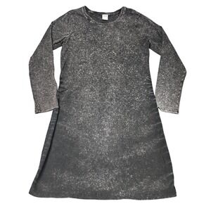 Victoria Secret Pink Acid Wash Long Sleeve Tshirt‎ Dress XL Black Grunge